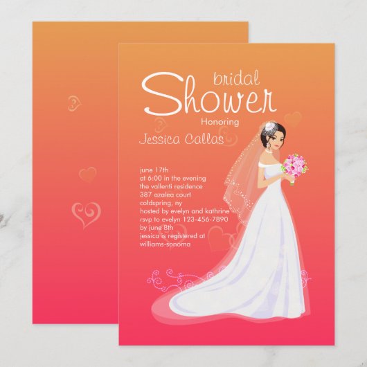 Hübsch Bride Bridal Dusche Einladung (Vorne/Hinten)