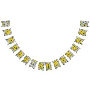 Hübsch Bright Daisy Happy Birthday Wimpelkette