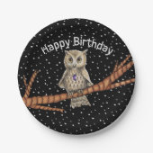 Hübsch Brown Birthday Owl Crystal Necklace Black Pappteller (Vorderseite)