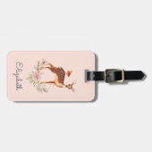 Hübsch Brown Fawn with Bird and Rose Gepäckanhänger (Vorderseite horizontal)