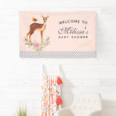 Hübsch Brown Fawn with Bird and Rose Kinderdusche Banner (Insitu)