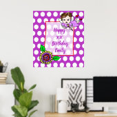 Hübsch Brown Hair Fairy Girl Happy Birthday Poster (Heimbüro)