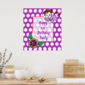 Hübsch Brown Hair Fairy Girl Happy Birthday Poster (Küche)