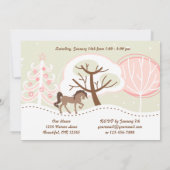 Hübsch Brown Horn Pink Winter Geburtstag Einladung (Rückseite)