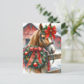 Hübsch Brown Horse in Red Bow Weihnachten (Stehend Vorderseite)