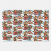 Hübsch Brown Horse in Red Bow Weihnachten Geschenkpapier Set (Vorderseite 2)