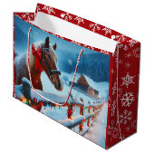 Hübsch Brown Horse mit Bow Weihnachten Personalisi Große Geschenktüte (Vorderseite Schrägansicht)