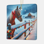 Hübsch Brown Horse mit Bow Weihnachten Personalisi Keramikornament (Links)