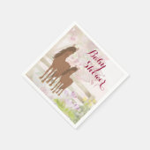 Hübsch Brown Horses and Blume Babydusche Serviette (Ecke)