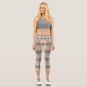 Hübsch Brown Yellow Kariert Capri Leggings
