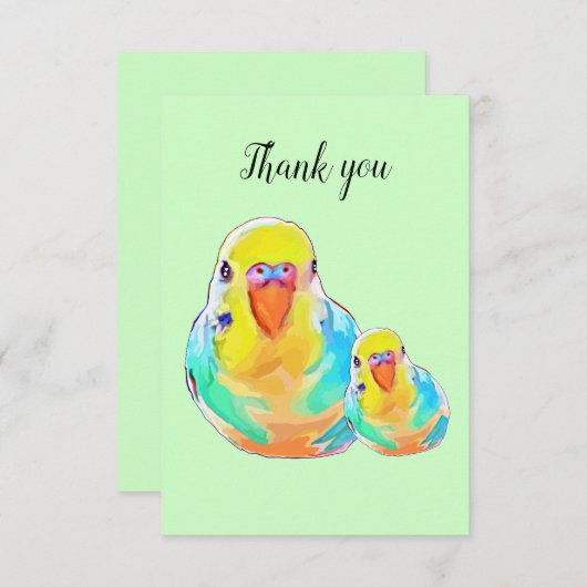 Hübsch Budgerigar Parakeet Bird Niedlich Vielen Da Dankeskarte (Vorne/Hinten)