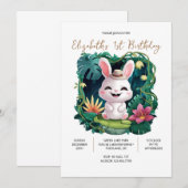 Hübsch Bunny 1. Geburtstag digital Einladung (Vorne/Hinten)