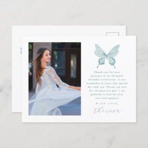 Hübsch Butterfly Blue Foto Quinceanera Vielen Dank Postkarte