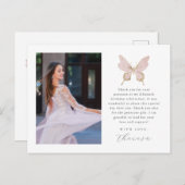 Hübsch Butterfly Blush Foto Quinceanera Vielen Dan Postkarte (Vorne/Hinten)