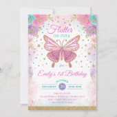 Hübsch Butterfly Fairy Garden Floral Girl Geburtst Einladung (Vorderseite)