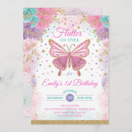 Hübsch Butterfly Fairy Garden Floral Girl Geburtst Einladung
