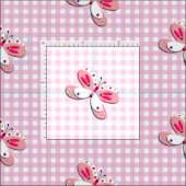 Hübsch Butterfly Gingham Kariert Pink White Stoff (Kachel)