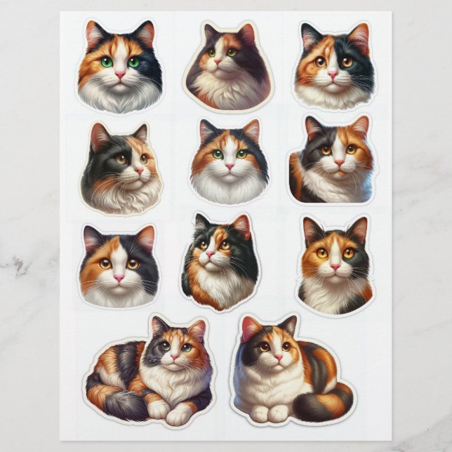 Hübsch Calico Cat Illustrations Fussy Cuts (Vorderseite)