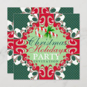 Hübsch Candy Cane Red Christmas Party Einladungen (Vorne/Hinten)
