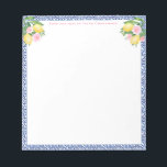 Hübsch Capri Lemons Blue Tiles | vom Schreibtisch Notizblock<br><div class="desc">Ein sehr hübsches und dekoratives Notizblock-Design,  das zu meinen beliebten Zitronen / rosa / blau Kacheln Braut und Baby Dusche Einladungs-Programm passt.</div>