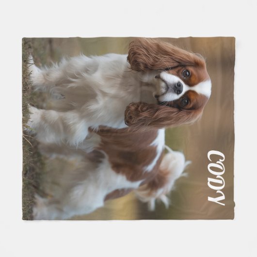 Hübsch Cavalier King Charles Personalisiert Blanke Fleecedecke (Vorderseite (Horizontal))