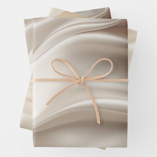 Hübsch Champagne Gold Romantische Imitats Satin We Geschenkpapier Set (Beispiel)