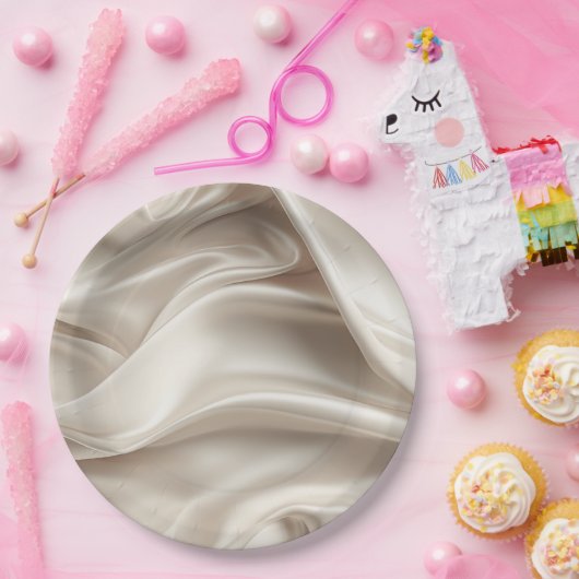 Hübsch Champagne Gold Romantische Imitats Satin We Pappteller (Party)