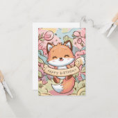 Hübsch Charming Fox Geburtstag Karte (Vorderseite/Rückseite Beispiel)