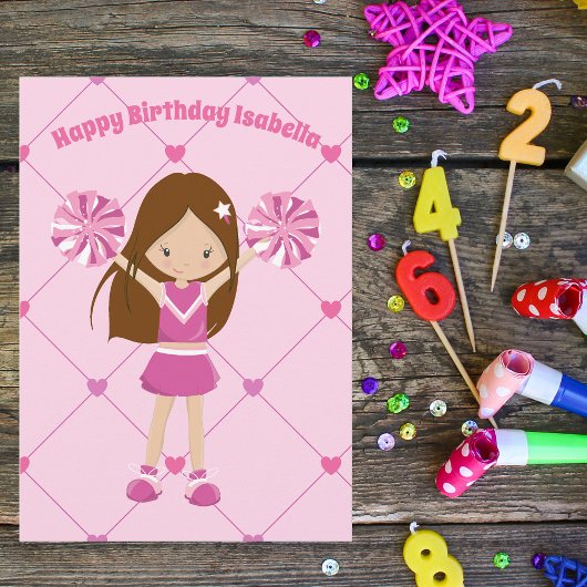 Hübsch Cheerleader Personalisiert Pink Birthday Gi Karte