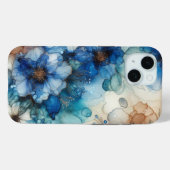 Hübsch Cherry Blossom | Blau und Gold Case-Mate iPhone Hülle (Rückseite (Horizontal))