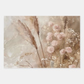 Hübsch Chic Beige Blush Boho Floral Geschenkpapier Set (Vorderseite 2)