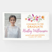 Hübsch Chic Floral Graduate Foto Graduation Party Banner (Horizontal)