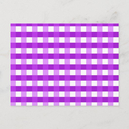 Hübsch Chic Lila Gingham Checked Fabric Muster Postkarte (Vorderseite)