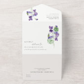 Hübsch Chic Monogram Violet Floral Bunch Hochzeit All In One Einladung (Außenbereich)