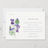 Hübsch Chic Monogram Violet Floral Bunch Hochzeit Dankeskarte (Vorderseite)