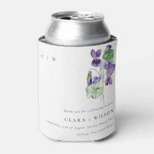 Hübsch Chic Monogram Violet Floral Bunch Hochzeit Dosenkühler