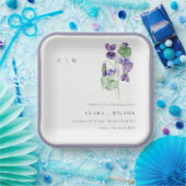 Hübsch Chic Monogram Violet Floral Bunch Hochzeit Pappteller (Party)