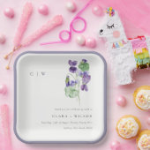 Hübsch Chic Monogram Violet Floral Bunch Hochzeit Pappteller (Party)
