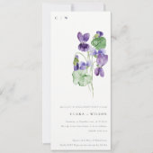 Hübsch Chic Monogram Violet Floral Verlobung Einladung (Vorderseite)