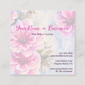 Hübsch Chic Pink Blume Blütenfarben Quadratische Visitenkarte (Rückseite)