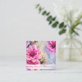 Hübsch Chic Pink Blume Blütenfarben Quadratische Visitenkarte (Stehend Vorderseite)
