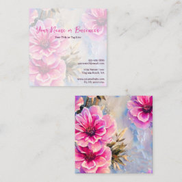 Hübsch Chic Pink Blume Blütenfarben Quadratische Visitenkarte