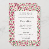 Hübsch Chic Pink Roses Floral Geburtstag Einladung (Vorne/Hinten)