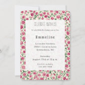 Hübsch Chic Pink Roses Floral Geburtstag Einladung (Vorderseite)