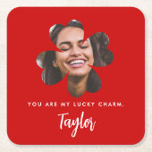 Hübsch Chic Red Lucky in der Liebe Irish Kleeblatt Rechteckiger Pappuntersetzer (Vorderseite)