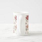 Hübsch Chic Rot Creme Blumen   Porzellantasse (Rückseite)