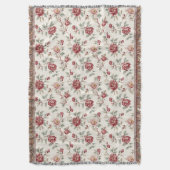 Hübsch Chic Rote Creme Blumen Decke (Vorderseite Vertikal)