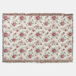 Hübsch Chic Rote Creme Blumen Decke