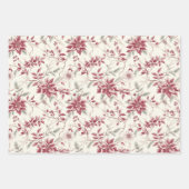 Hübsch Chic Rote Creme Blumen Geburtstag Geschenkpapier Set (Vorderseite 3)
