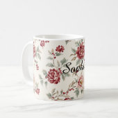 Hübsch Chic Rote Creme Blumen Kaffeetasse (Vorderseite Links)